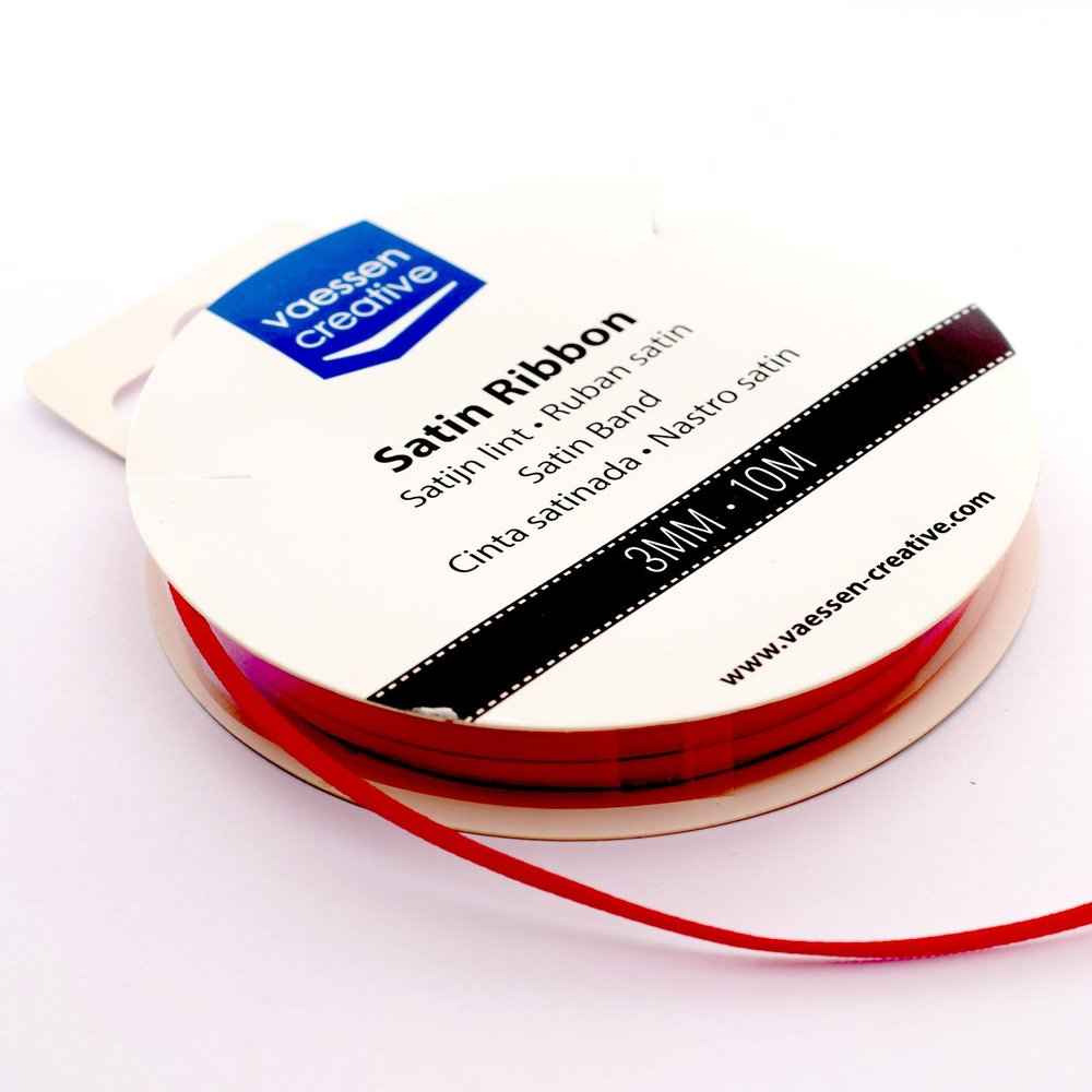 Vaessen Creative Satin Ribbon 3mmx10m Red