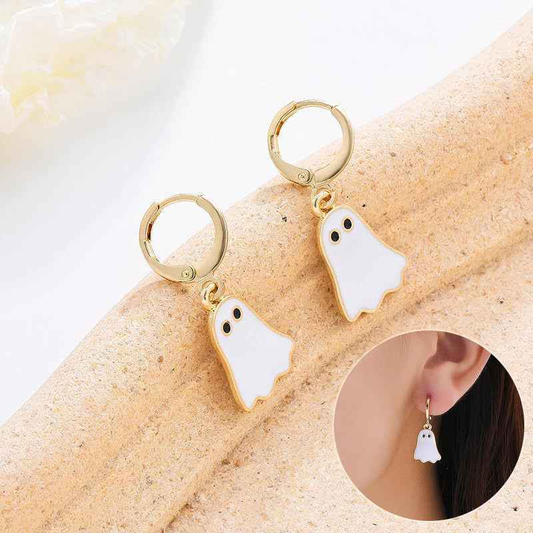 Halloween ghost huggie hoop earrings