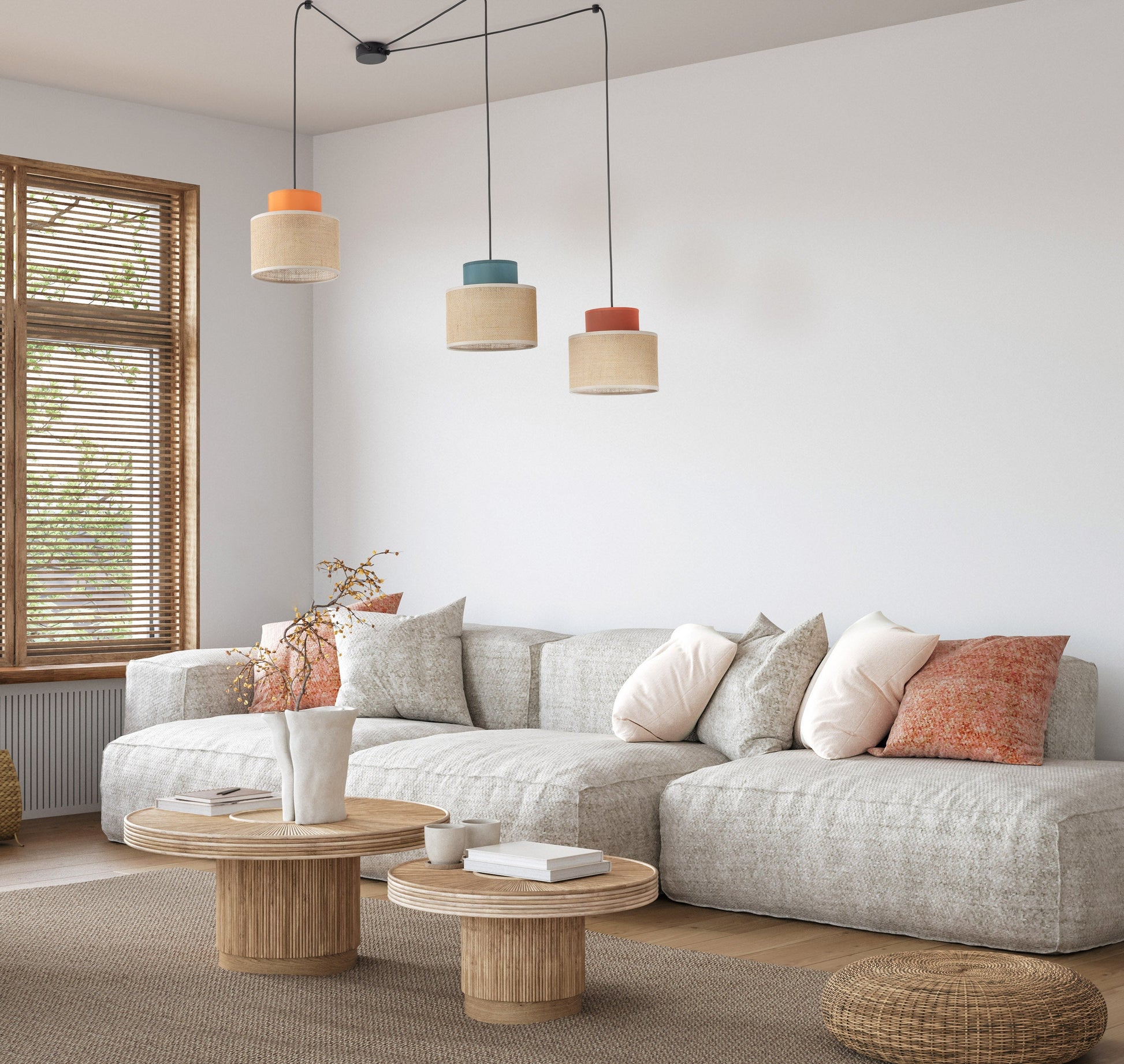 DUO Jute Adjustable 3-Light Pendant for Dining Table & Kitchen Island - AURABAGS SHOP