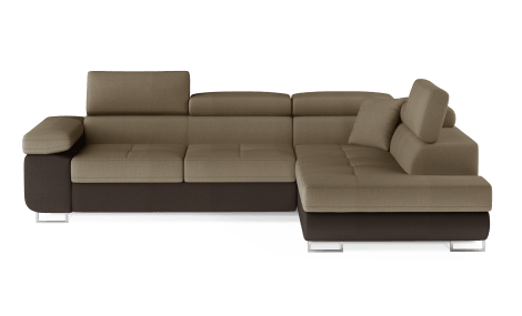 Anton Two-Tone Storage Sleeper Sectional Sofa - Beige/Dark Brown