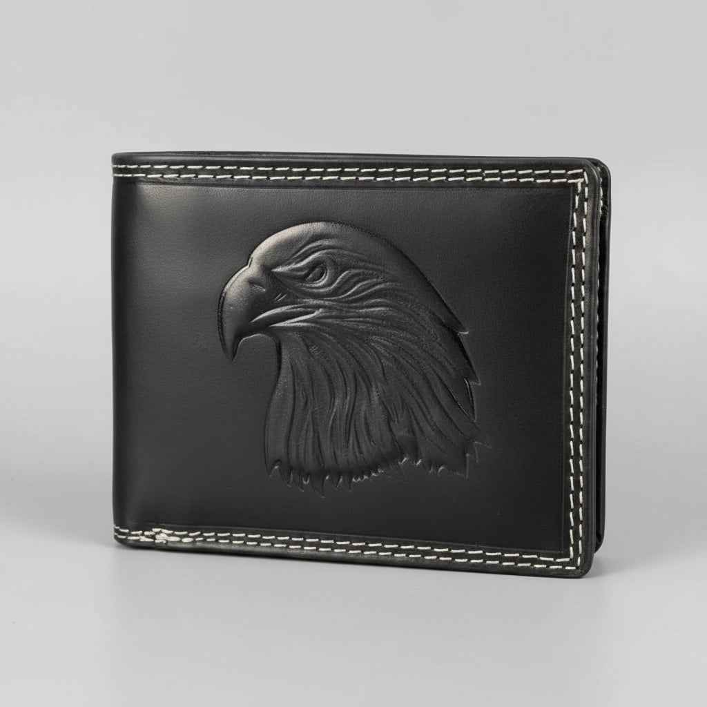 Men’s Cow Leather Eagle Embossed Bifold Wallet