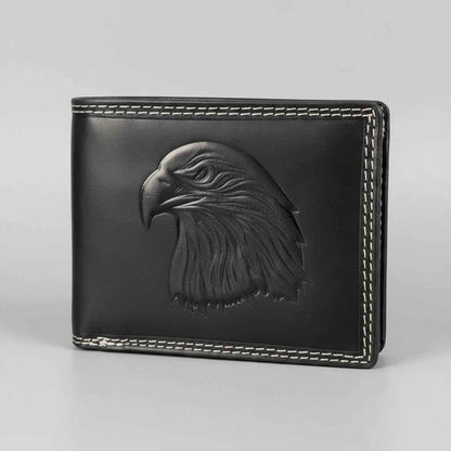 Men’s Cow Leather Eagle Embossed Bifold Wallet