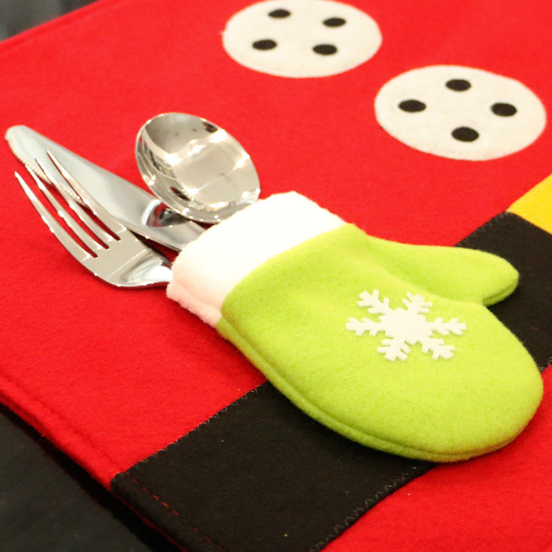 Christmas Table Mat - Holiday Placemat with Cutlery Holder