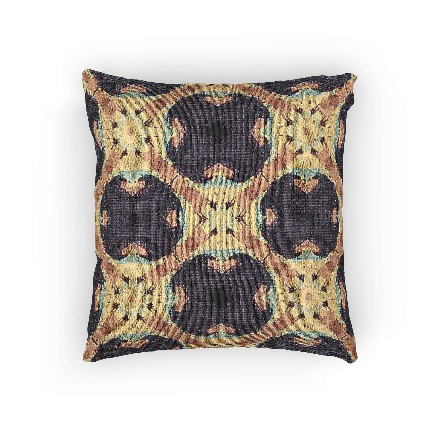 Geometric Mosaic Pattern Woven Pillow | Boho Tile Throw Cushion