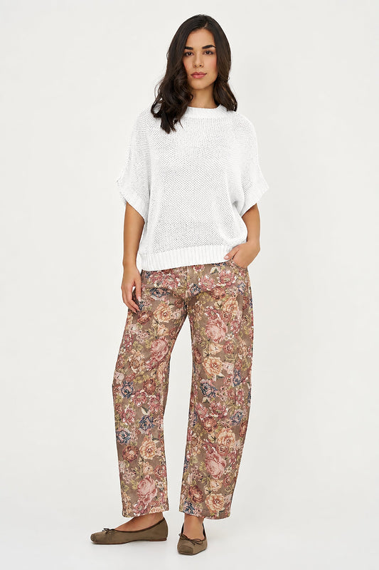 Women's Knit Boat-Neck Sweater with Short Sleeves