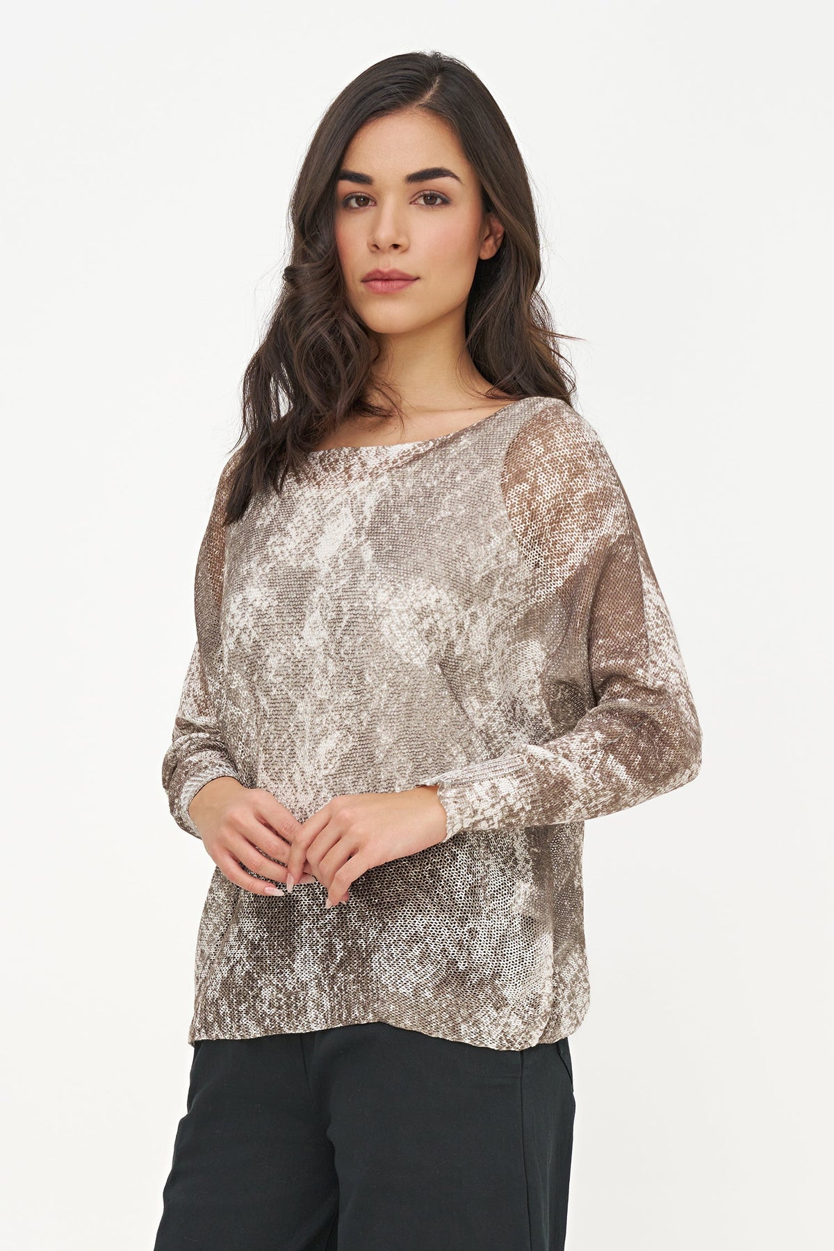 Women's Printed Boat-Neck Sweater