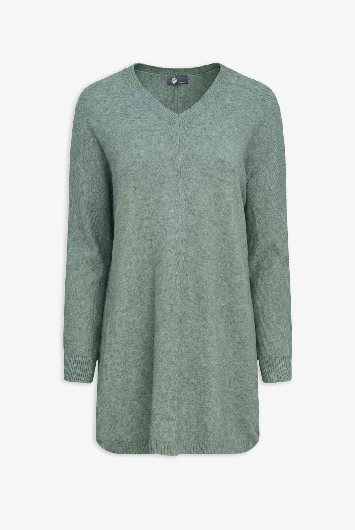 Women's Knit V-Neck Tunic Sweater with Long Sleeves