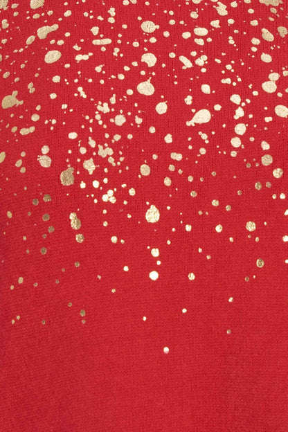 Women's Foil Polka-Dot Wide Crew-Neck Sweater, Elbow-Length Sleeves