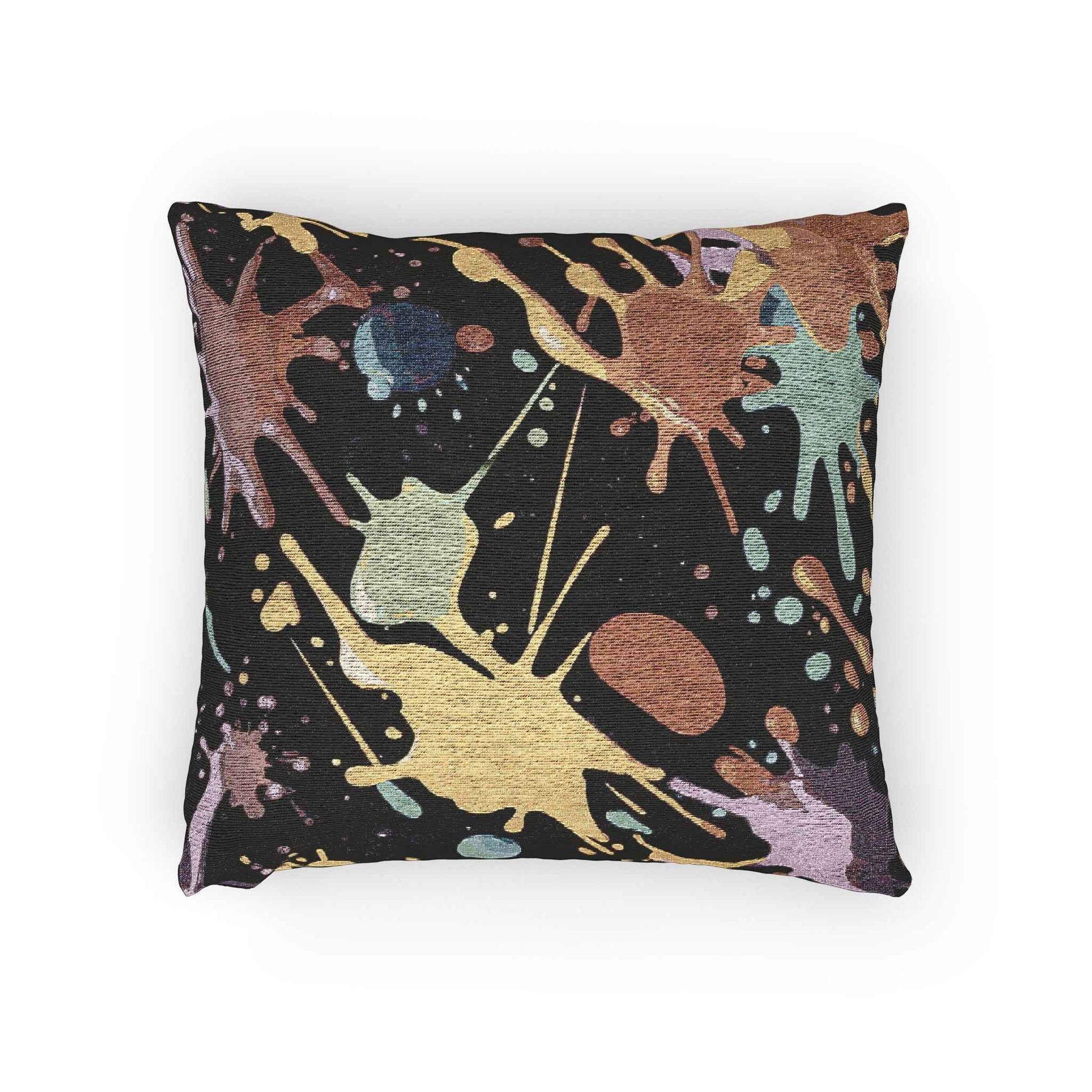 Abstract Paint Splatter Woven Pillow | Colorful Splash Pattern Cushion