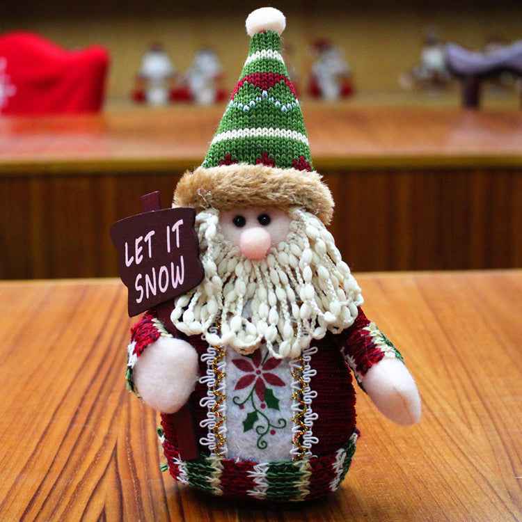 Christmas Elk Santa Snowman Figurines – Flannel Holiday Decorations, 18x13cm