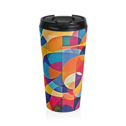 Colorful Geometric Stainless Steel Travel Mug — Modern Abstract Art Design - AURABAGS SHOP