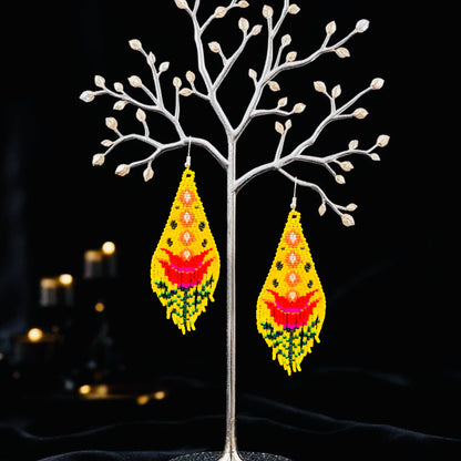 Yellow Flame Blossom Drop Earrings