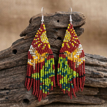 Maroon Sky Dancer Beaded Earrings