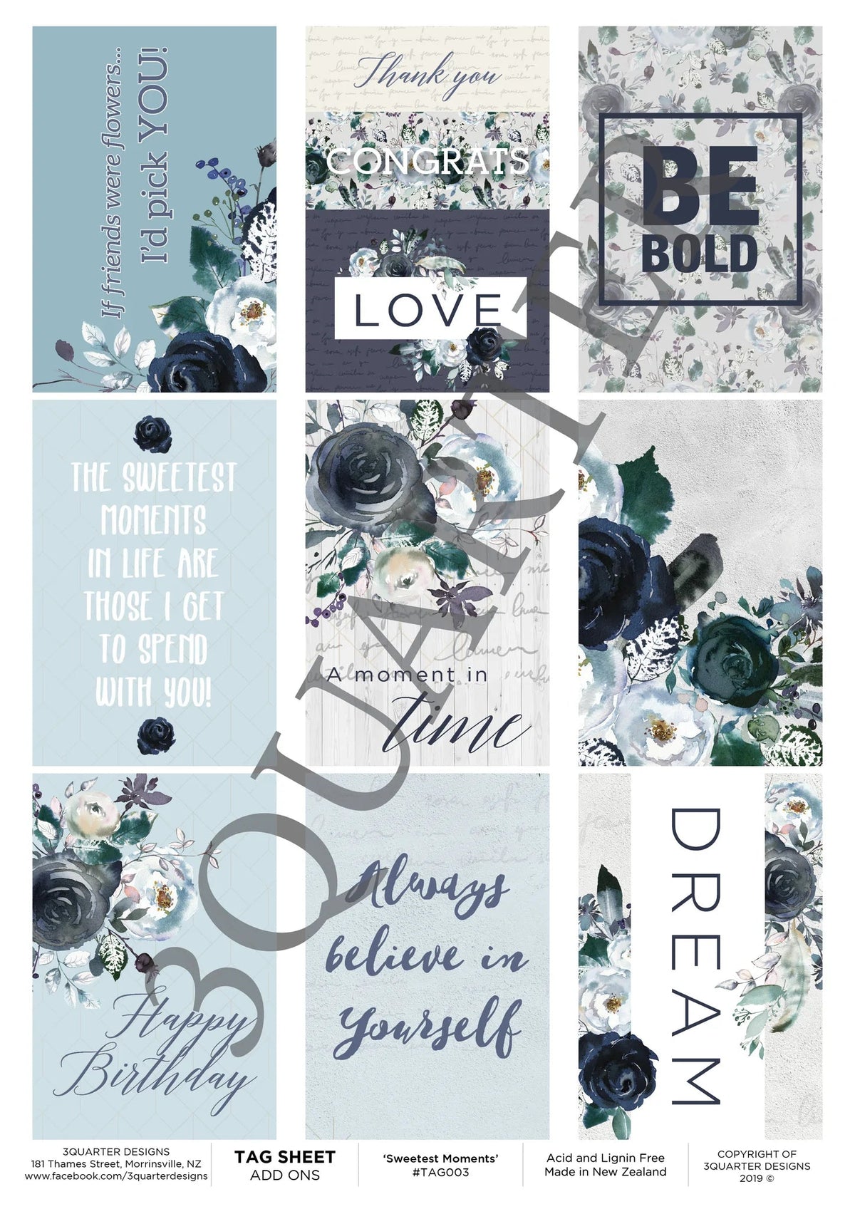 3Quarter Designs - Tag Sheet - Sweetest Moments