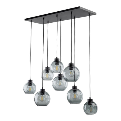 CUBUS Graphite Glass Scandinavian Pendant Light Fixture for Kitchen Island, Dining Room & Living Room (8-Light) - AURABAGS SHOP