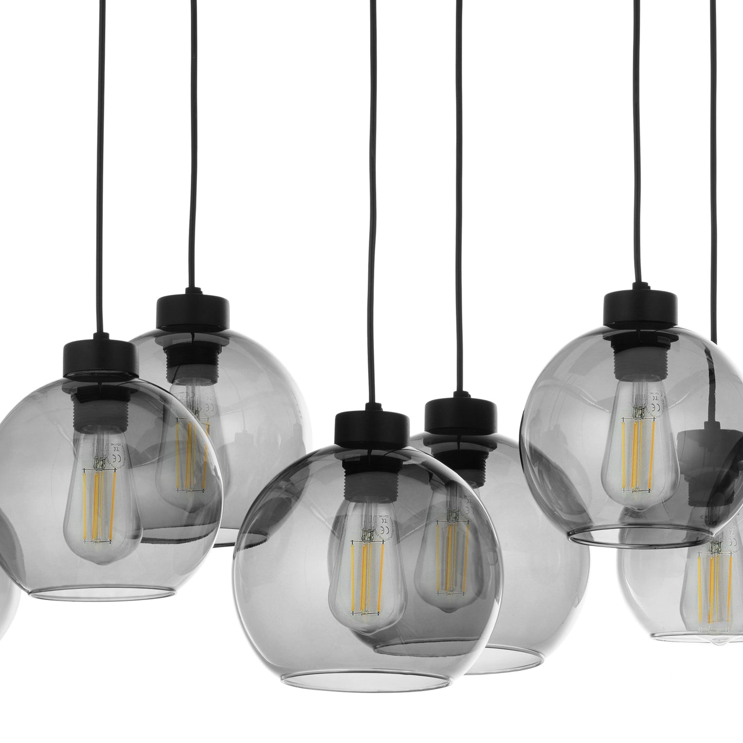 CUBUS Graphite Glass Scandinavian Pendant Light Fixture for Kitchen Island, Dining Room & Living Room (8-Light) - AURABAGS SHOP
