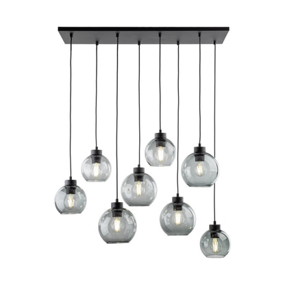 CUBUS Graphite Glass Scandinavian Pendant Light Fixture for Kitchen Island, Dining Room & Living Room (8-Light) - AURABAGS SHOP