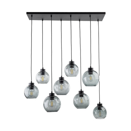 CUBUS Graphite Glass Scandinavian Pendant Light Fixture for Kitchen Island, Dining Room & Living Room (8-Light) - AURABAGS SHOP