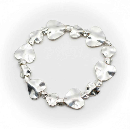 Beaten Heart Bracelet in Silver Plate