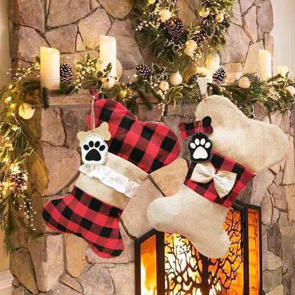 Christmas Pet Socks Gift Bag, Polyester Holiday Stockings