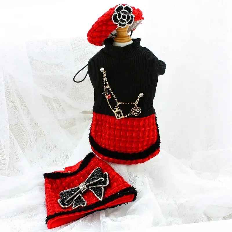 Coco Tweed Dog Outfit Set | Luxury Formal Dog Ensemble