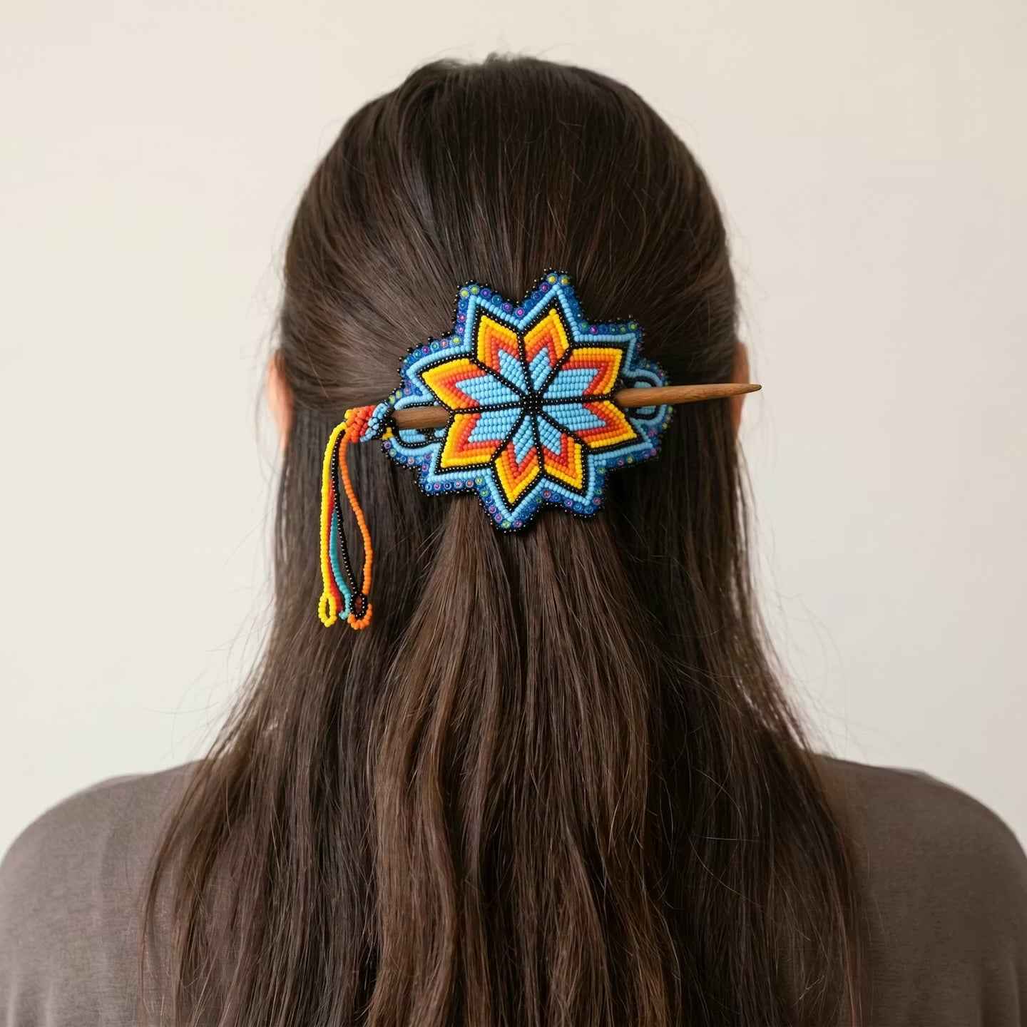 Blue Handmade Beaded Star Barrette