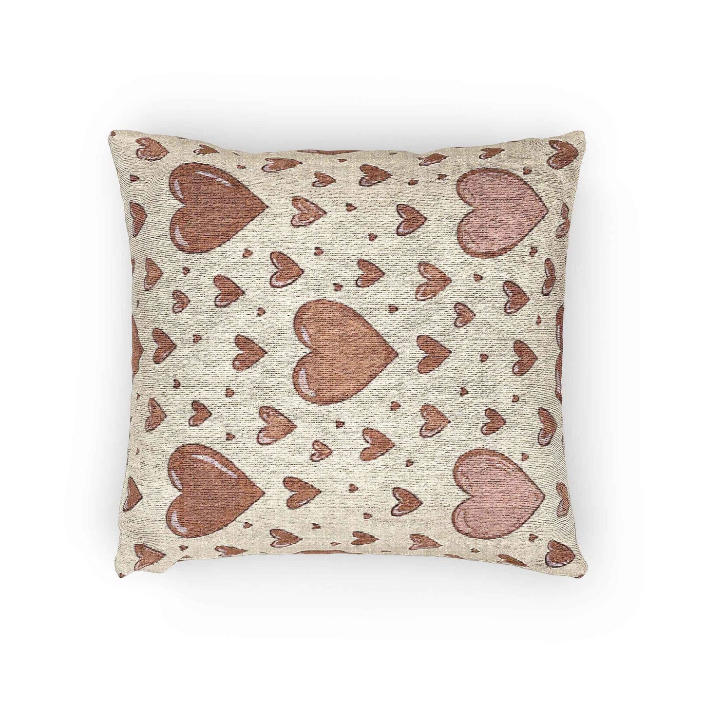 Pink Heart Pattern Woven Pillow | Boho Valentine Home Decor