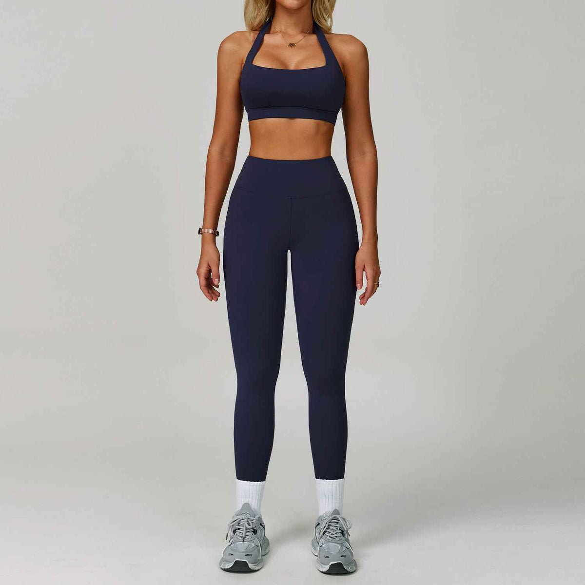 Women’s Backless Halter Yoga Workout Set – Tight-Fit Quick-Dry Activewear