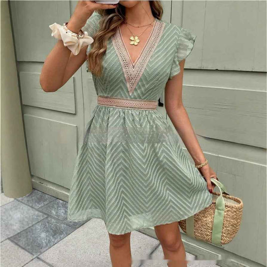 Women's Ice Silk Summer Dress – Lightweight Short Sleeve Casual Fashion Dress