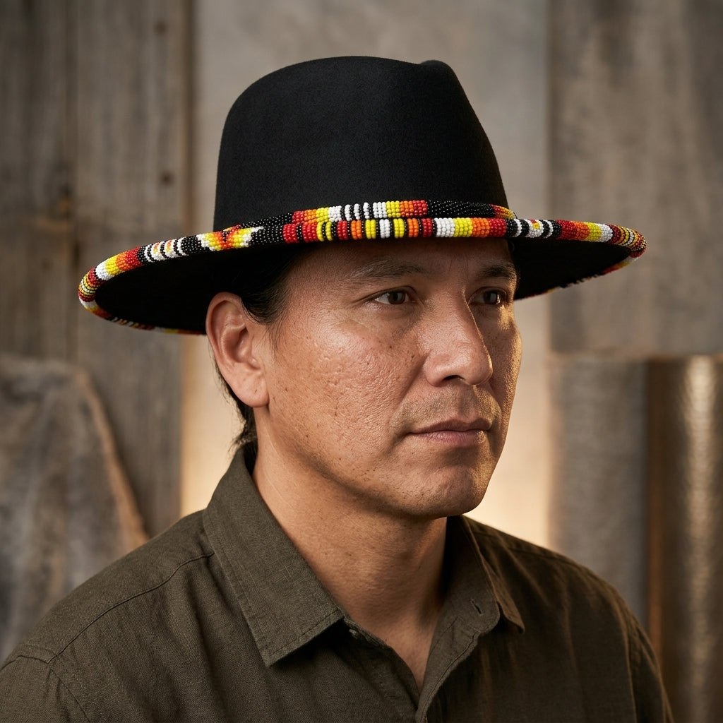 Size-61 Beaded Circular Brim Felt Hats