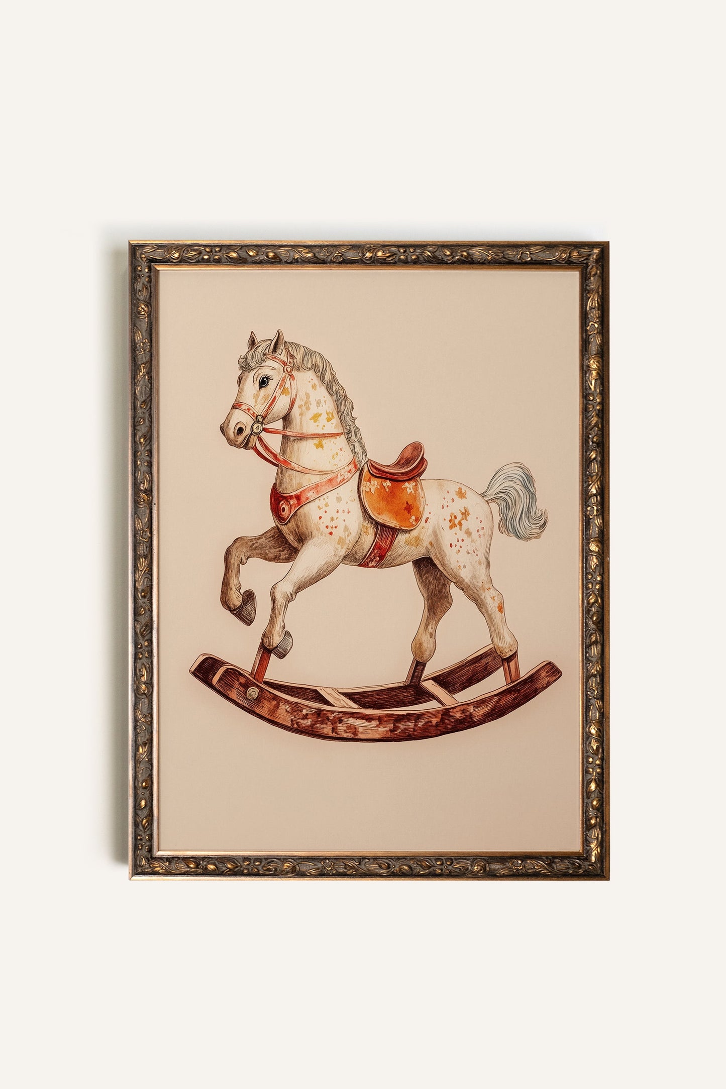 CHEVAL À BASCULE, CADRE VINTAGE BRONZE