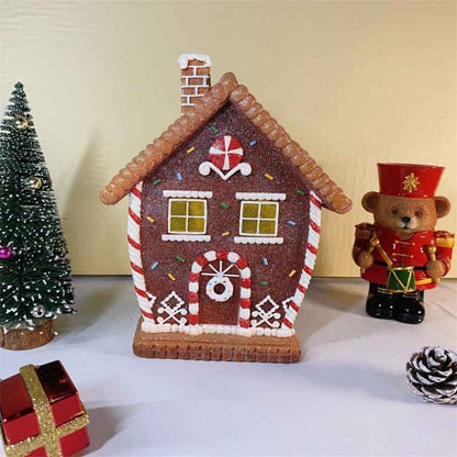 Christmas Gingerbread Man Decoration - Light-Up Holiday Resin Figurine