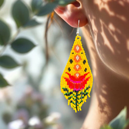 Yellow Flame Blossom Drop Earrings