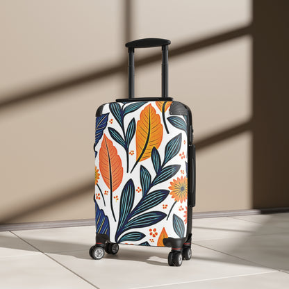 Floral Leaves Carry-On Suitcase — Colorful Botanical Travel Luggage