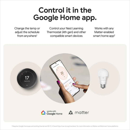 Google Nest Learning Thermostat (4th Gen) with Temp Sensor - Obsidian 🍁 All In One Marketplace Canada