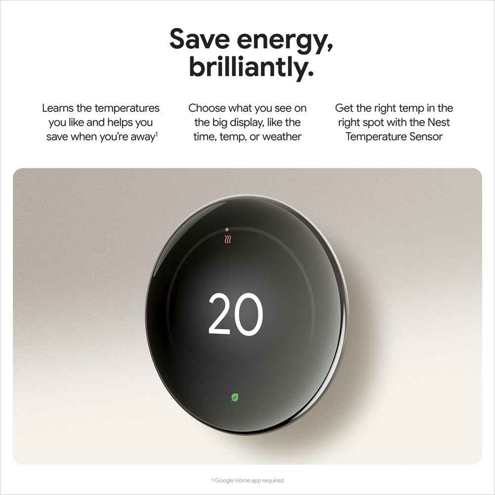 Google Nest Learning Thermostat (4th Gen) with Temp Sensor - Obsidian 🍁 All In One Marketplace Canada