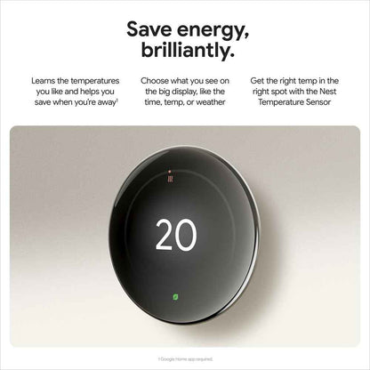 Google Nest Learning Thermostat (4th Gen) with Temp Sensor - Obsidian 🍁 All In One Marketplace Canada