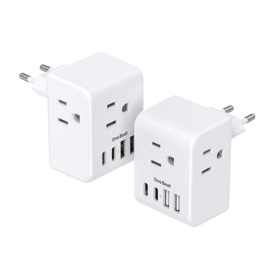 2 Pack European Travel Plug Adapter, International Plug Adapter with 3 Canada Outlets 4 USB Ports (2 USB C Port), Type C Power Adapter for The US to Most of Europe Iceland Spain Italy France Germany 🍁 All In One Marketplace Canada