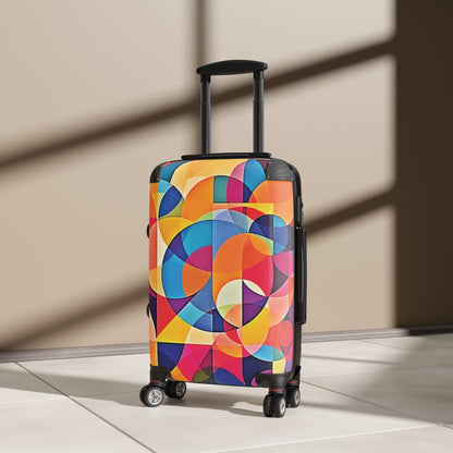 Colorful Geometric Carry-On Suitcase — Modern Abstract Travel Luggage
