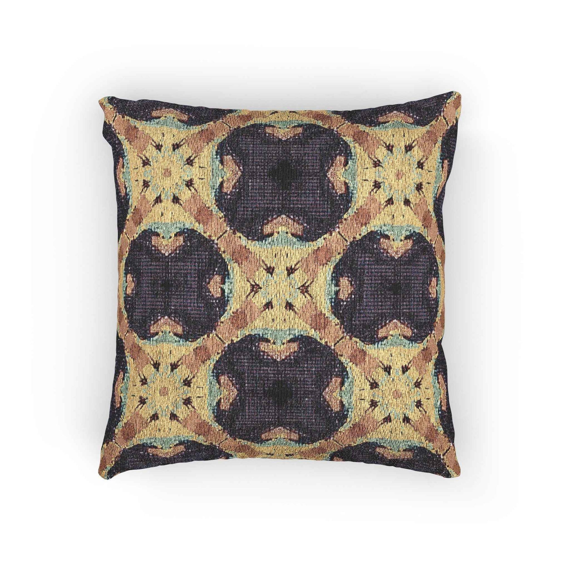 Geometric Mosaic Pattern Woven Pillow | Boho Tile Throw Cushion