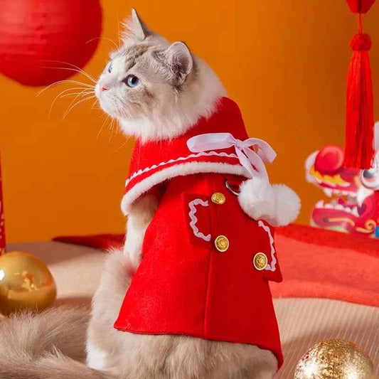 Mrs Claus Couture Dog Cloak | Holiday Outerwear Coat