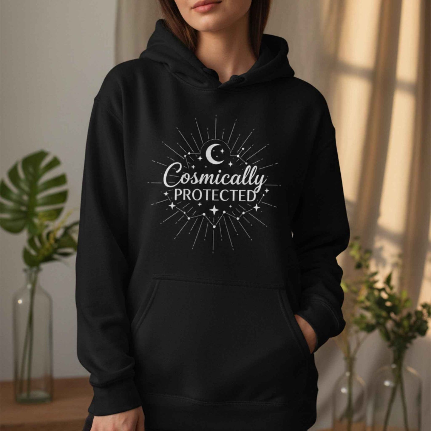 Cosmically Protected Hoodie | Celestial Pullover for Women | Spiritual Gift