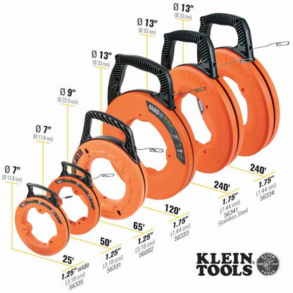 Klein Tools 56331 50-Foot Electrical Fish Tape, Steel Wire Puller with Double Loop Tip, Optimized Housing and Handle, 1/8-Inch,Orange/Black 🍁 All In One Marketplace Canada