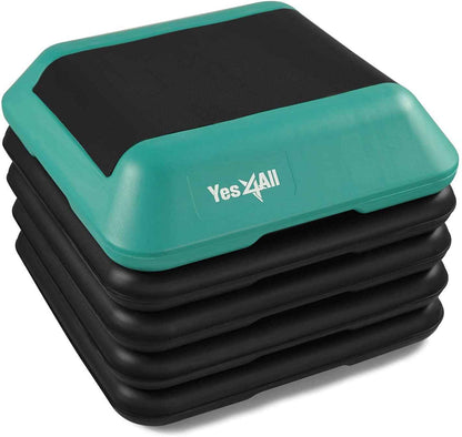 Yes4All High Arobic Step Platform & Stackable Risers - Adjustable 4"/6"/8"/10"/12" Height - Choose Full Step Platform Set or 2-Pack Stackable Risers, Customize for Cardio & Aerobic Exercise - 4 Risers, Black/Green 🍁 All In One Marketplace Canada