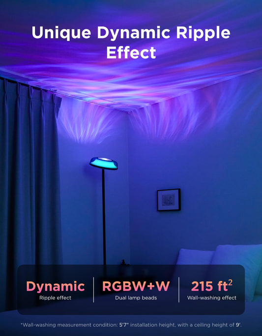 Govee Uplighter Floor Lamp for Living Room, RGBIC Ripple Projector, Smart Floor Lamp for Bedroom, Compatible with SmartThings, Matter, LED Modern Corner Floor Light, Warm Cool White Standing Lamp 🍁 All In One Marketplace Canada