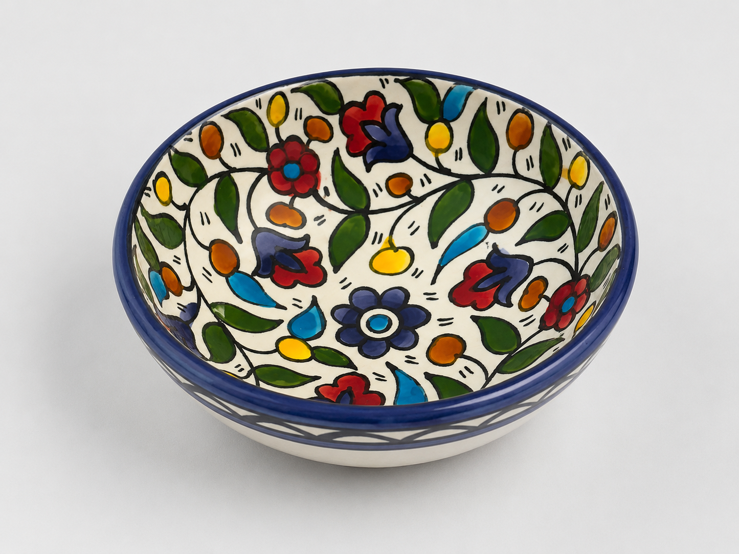 Handmade Hebron Ceramic Serving Bowl | Palestinian Pottery, Food-Safe , Hand-Painted Design