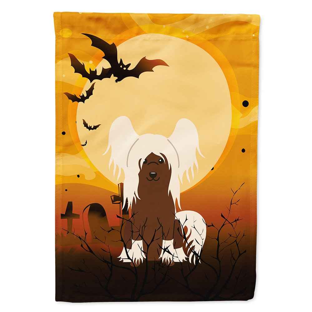 Caroline's Treasures BB4379CHF Halloween Chinese Crested Cream Flag Canvas House Size, Large, Multicolor