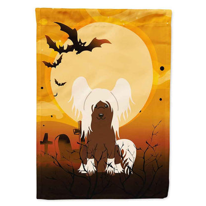 Caroline's Treasures BB4379CHF Halloween Chinese Crested Cream Flag Canvas House Size, Large, Multicolor