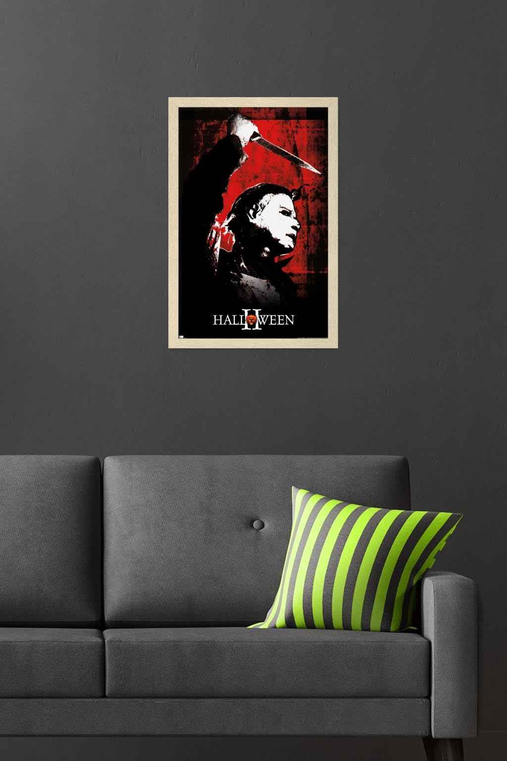 Halloween II - Red Wall Poster, 22.4L" x 14.7W", Blonde Framed Version