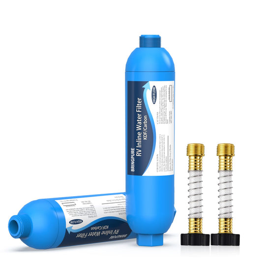2 Packs of RV Inline Water Filter with Flexible Hose Protector, NSF 42/372 Certified, Reduce Chlorine, Odor, Taste, Rust and Fluoride in Drinking Water, Dedicated for RVs and Marines. 🍁 All In One Marketplace Canada